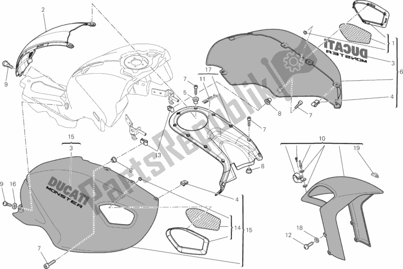 Todas as partes de Carenagem do Ducati Monster 795 Thailand 2015